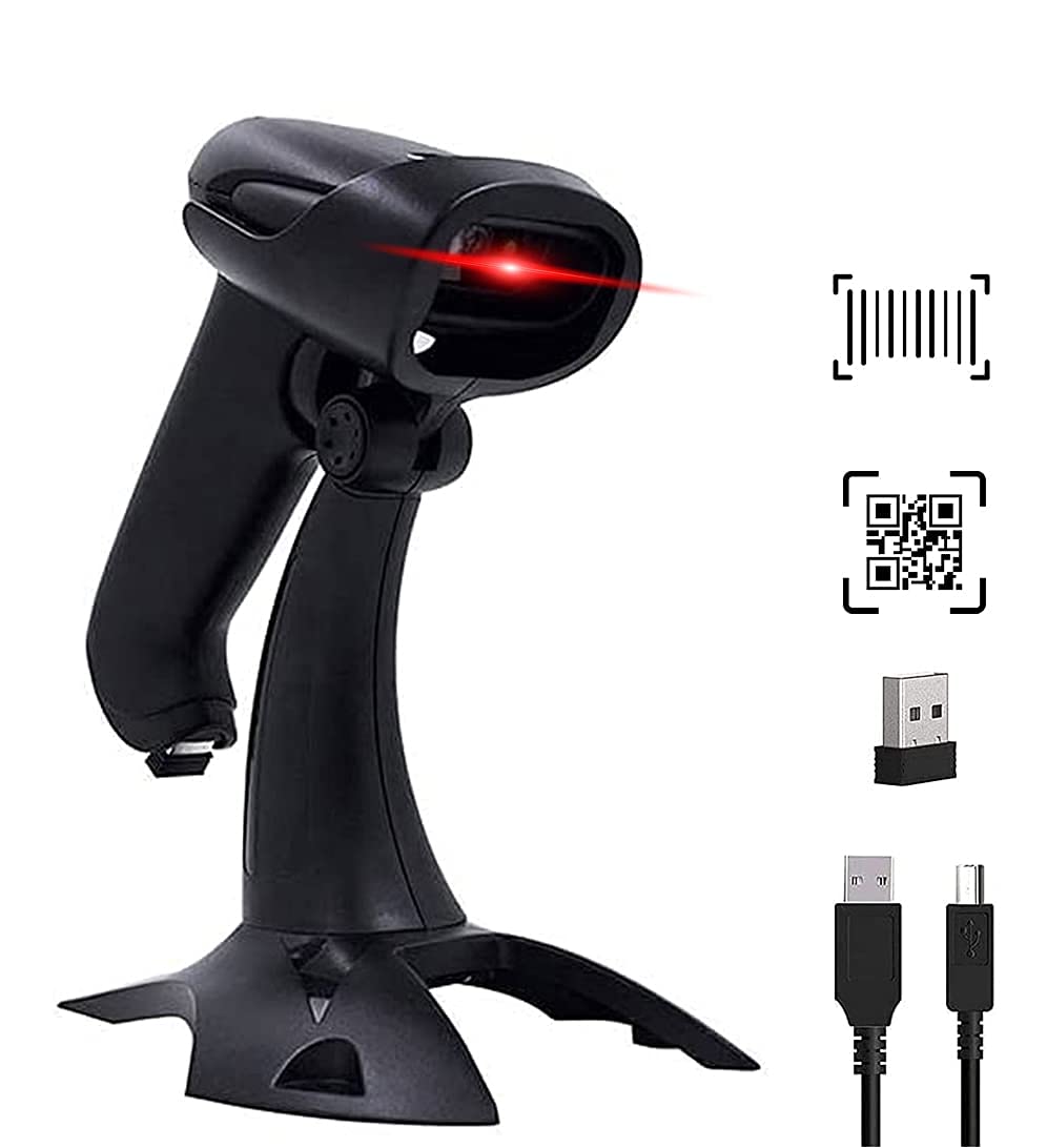 symcodeWireless 2D QR Barcode Scanner with Stand 2.4GHz & USB Wired Barcode Reader Handhold Bar Code Scanner for Store, Supermarket, Warehouse