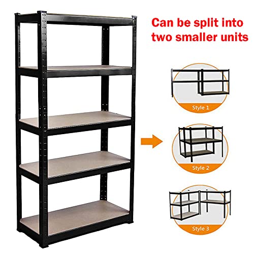 Autofu 4-Tier Utility Shelves, Garage Shelving Unit, Metal Storage Shelves, Adjustable Storage Racks, Heavy Duty Shed Shelf, Kitchen Racking - Black, 64" X 31" X 16" #TOP2