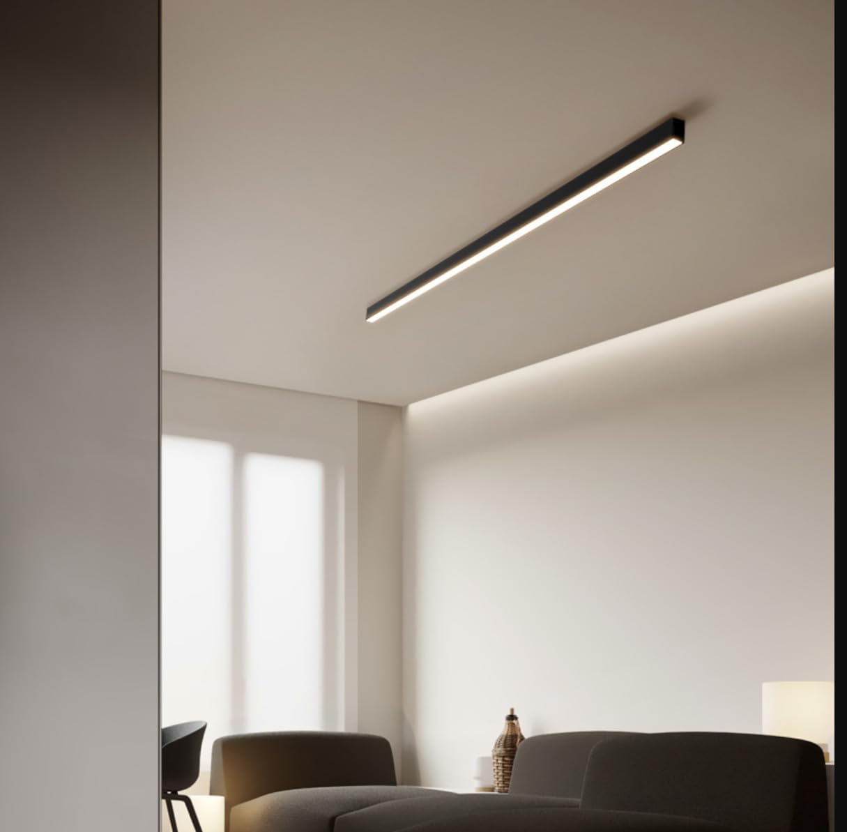 Linear Flush Mount Ceiling Light Black Modern LED Close to Ceiling Light Long Strip Long Strip Ceiling Lamp Surface Mount Light Fixtures for Living Room Corridor - 78" Natural Light