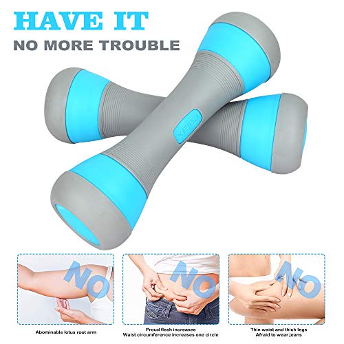Image of ZhaoCo Adjustable Dumbbells Weights Home Gym Fitness Dumbbell Set for Women Men Kids, Neoprene Comfortable Grip 1kg 1.5kg 2kg Pair - Blue