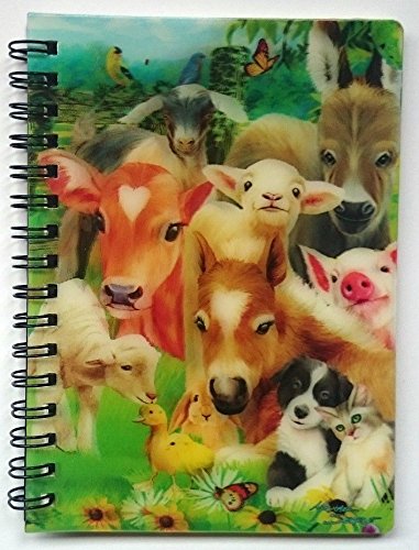 3D LiveLife Jotter - Baby Farm Animals from Deluxebase. Lenticular 3D Cute A6 Spiral Notebook with plain recycled paper pages. Artwork licensed from renowned artist Michael Searle