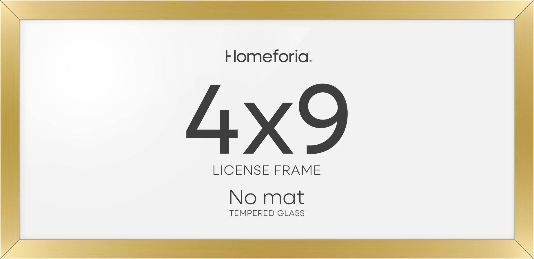 Homeforia 4x9 Business License Frame Gold, High End Metal 4 x 9 Gold Certificate Frame with Real Glass, 9x4 Document Frames for Wall or Tabletop, 4by9 Picture Frame, Tempered Glass, Wall Kit, Set of 2