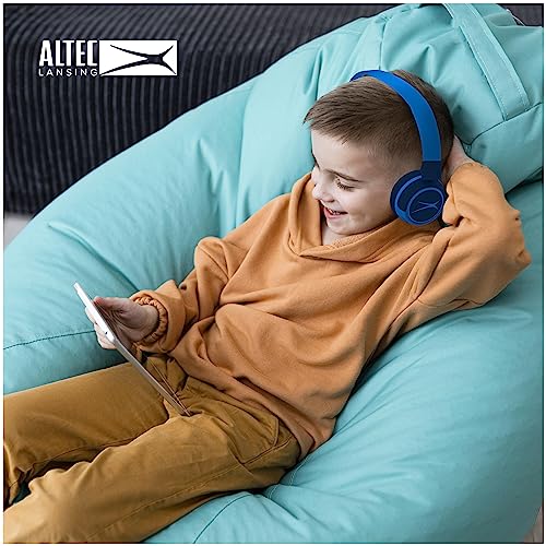 Image of Altec Lansing Kid Safe 2-in-1 Wireless Bluetooth Headphones - Crystal Clear Sound, Safe Volume Limiting, Foldable Design - Enjoy Audio and Protect Your Child's Hearing (Knight Blue)