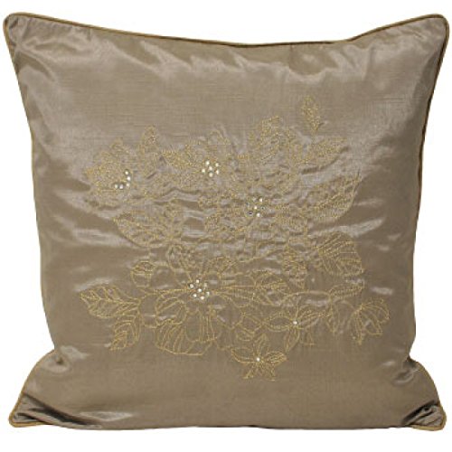 Elegance Bedroom Couture Chic Faux Silk Cushion Cover, Taupe, 45 x 45 Cm
