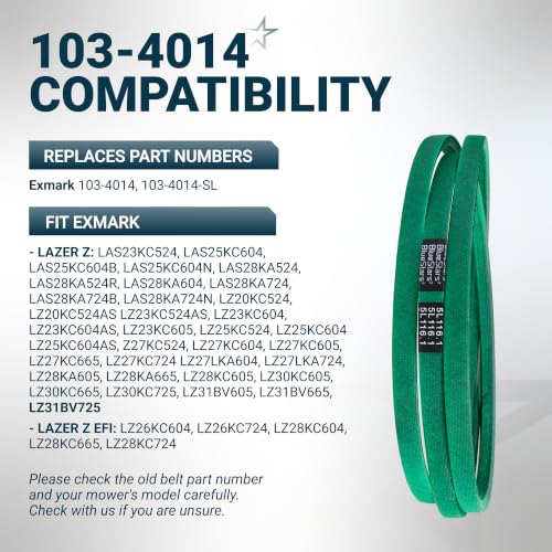 Image of [Upgraded Grip120] BlueStars 103-4014 Mule Drive Belt 5 /8 inch x 116.1 inch | Drive Belt for Exmark Lazer Z AC LC AS Zero Turn Mowers - Replaces 103-4014-SL | Aramid Cord