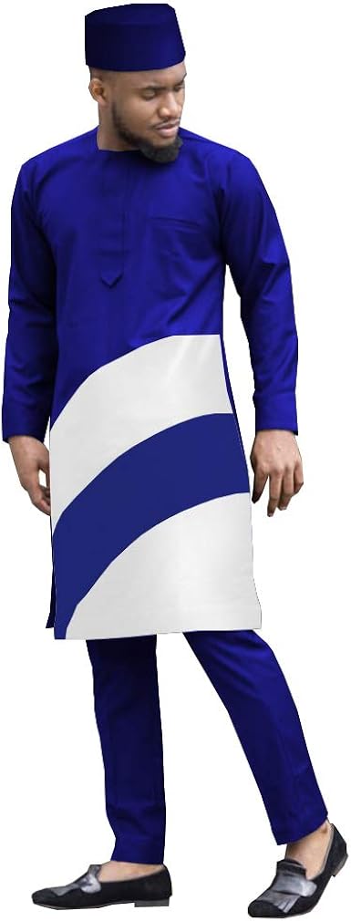 Amazon.com: Conjunto de ropa africana para hombre Dashiki camisas abrigos +  pantalones Ankara + trajes de sombrero nativo africano : Ropa, Zapatos y  Joyería