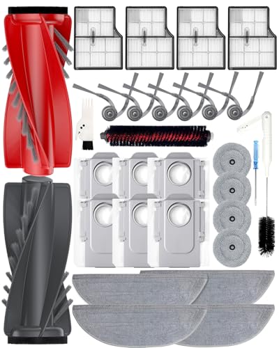 Image of Yivy Saros 10 Accessories, 30pcs Replacement Kit for Roborock Saros 10 /G30 - Accessory Set with 2 Roller Brushes, 6 Side Brushes, 4 Filters, 4+4 Mop Pads, 6 Dust Bags, 1Self-Cleaning Brush