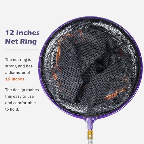 Image of Snake Catcher Net, Rattlesnake Grabber Handling Tool Reptile Closure Net Snake Grabber Tool with 16 inch to 60 inch Telescopic Pole Stick, 12 inch Ring, Secure Drawstring for Transporting and Capturing Snakes
