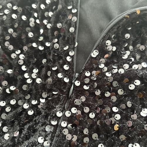 Image of Velvet Sequin Formal Evening Party Dress Sweatheart Bodycon Long Sleeve Maxi Gown