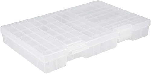 Miniatura 1 de uxcell Caja de almacenamiento grande de plástico duro, organizador de baterías, contenedor protector para 60 pilas AA + 40 pilas AAA