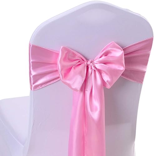 Gold Fortune 10PCS 17X275CM Satin Silla Arco Sash Boda Recepción Banquete Decoración (Rosa Claro)