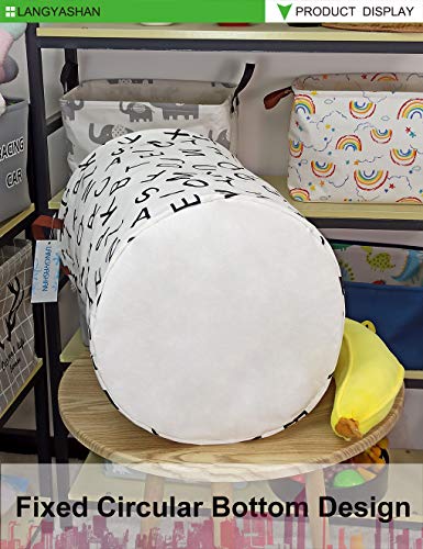 Langyashan Laundry Basket Canvas Fabric Collapsible Organizer Basket For Storage Bin Toy Bins Gift Baskets Bedroom Clothes Children Nursery Hamper (Alphabet) #TOP6