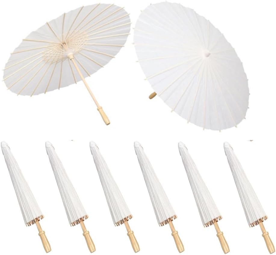 Gokelomg 8 Stück Papier-Sonnenschirme für Hochzeiten, Party-Geschenke, 40 Cm, Bambus-Schirme für...