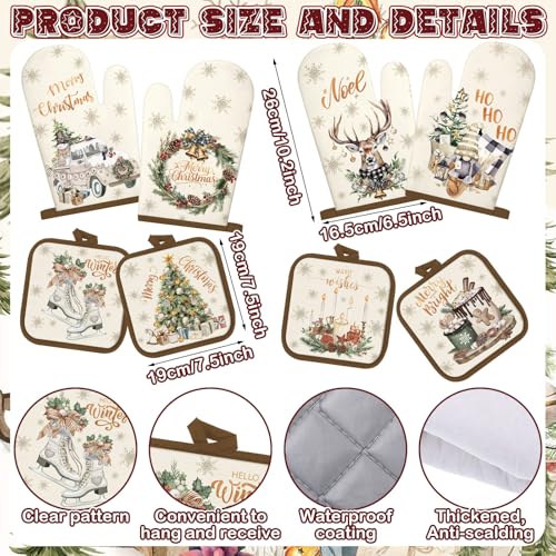 image for SiliFine 12 Pcs Christmas Kitchen Towels Pot Holders and Oven Mitts Se