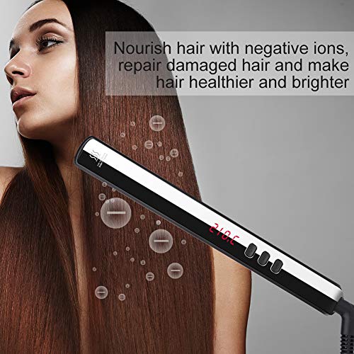 Ionic Hair Straightener Brush, DreamCatching Beard Straightener Comb with Anti-Scald, 30s Fast Ceramic Heating, 6 Heat Levels, Temperature Lock/Auto-Off, Frizz-Free, Portable Straightening Comb