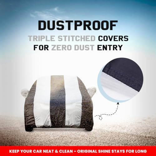 Image of Autofact Mahindra XUV 3xo Car Body Cover Triple-Stitched, Windproof with Buckle Belt, Elastic Hem, Uv Protection, Scratchproof & Dustproof, Soft Feather Fabric for All-Weather Protection (White)