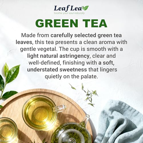 Image of LeafLea Green Tea Bags, Pure Single-Ingredient Green Tea Leaves, 40 Count