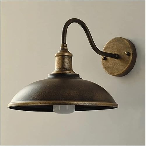 Lámpara de pared para exteriores, retro, industrial, negra, aplique de pared exterior, farol de pared impermeable, con cuello de cisne, luces LED