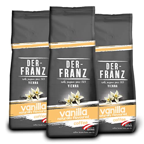 Der-Franz Kaffee aromatisiert mit Vanille Arabica und Robusta Kaffeebohnen 3 x 500 g