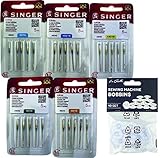 Singer Pack de 5 Paquetes de Agujas para Máquinas de Coser de Punto, Elásticos, Stretch Universales 130/705 H-S 2045 Grosor 70, 80, 90, 100 y 110