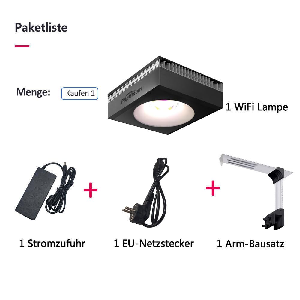 PopBloom LED-Beleuchtung für bepflanzte Aquarien, 90 W Vollspektrum-RGB-LED-Wachstumsleuchte für Aquarium, Aquarienbeleuchtung mit Halterung für den Anbau anspruchsvollster Wasserpflanzen