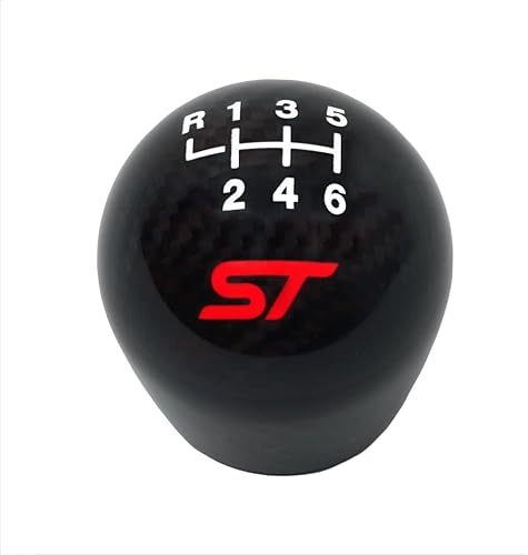 Ford Racing (M-7213-FSTCF) Focus ST - Pomo de cambio de fibra de carbono negro de 6 velocidades