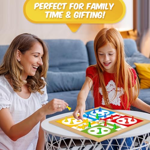 Image of CLAPJOY 2-in-1 Wooden Ludo and Snake & Ladders, Board Game - Premium Travel-Friendly Game Set - Durable Wooden Board with Professionaly Crafted| Ideal for Parties, Fun, and Family Game Nights