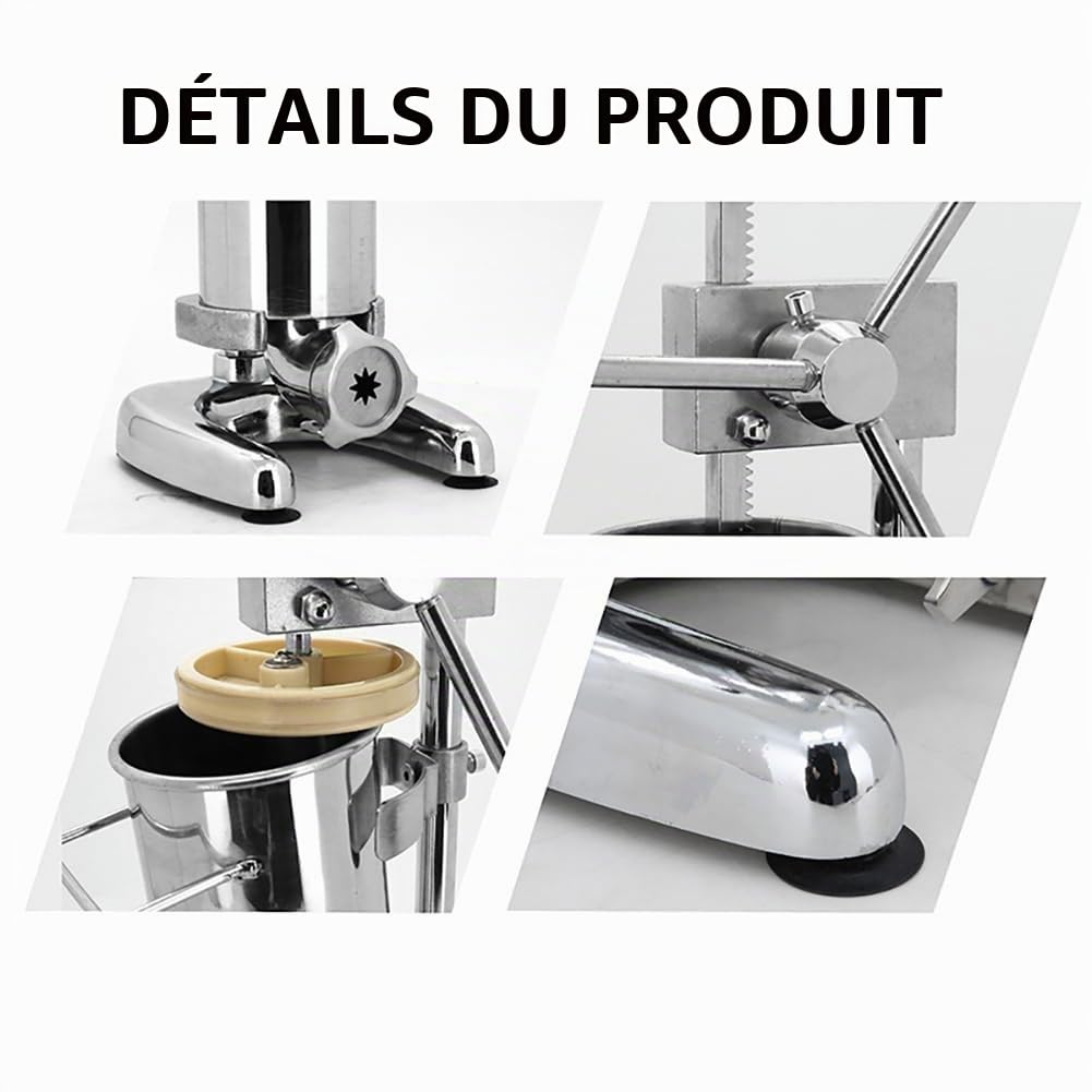 Machine à churros, 2L/3L Commercial Spanish Donut Churrera avec 5 moules | Machine de remplissage verticale en acier inoxydable | Équipement de collation pour de délicieux churros – Churrera manuelle