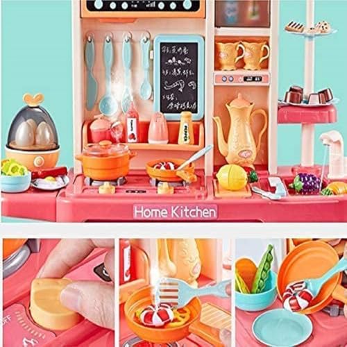 Image of LONGMIRE Plastic 65 Pcs Big Size Kitchen Playset | Musical & Light Kitchen Set Toy for Kids with Sound and Accessories Set for 4 Year Old (Multicolor)
