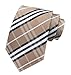 Secdtie Men's Brown Black White Checks Jacquard Woven Silk Tie Formal Necktie