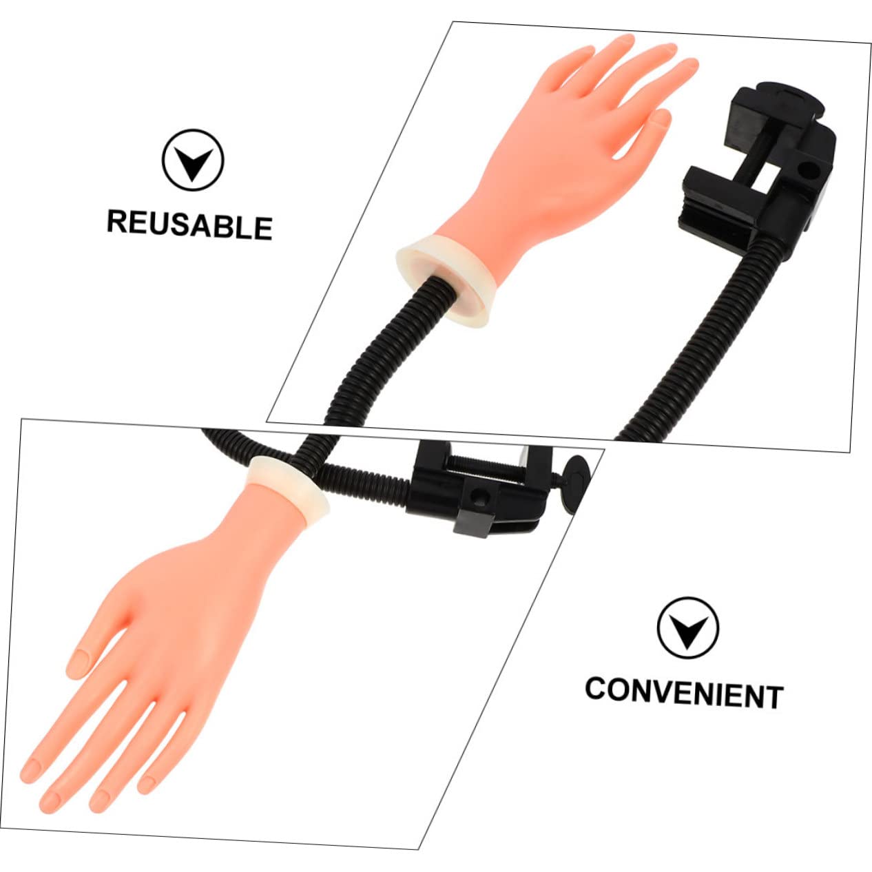 1set Bendable Silicone Practice Hand Model Nail Tips for Manicure Training Realistic Fake Hand for Nail Art Design Essential Tool for Beginners and Professionals