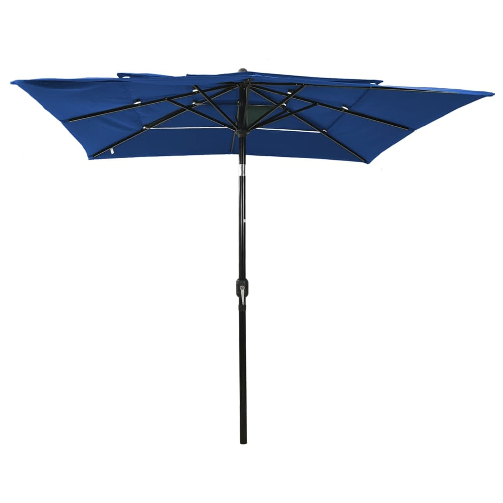 Homgoday 3-poziomowy parasol z aluminiowym drążkiem, niebieski lazurowy, 2,5 x 2,5 m, zewnętrzny parasol przeciwsłoneczny, zadaszenie na balkon, do ogrodu, na taras, taras i podwórko