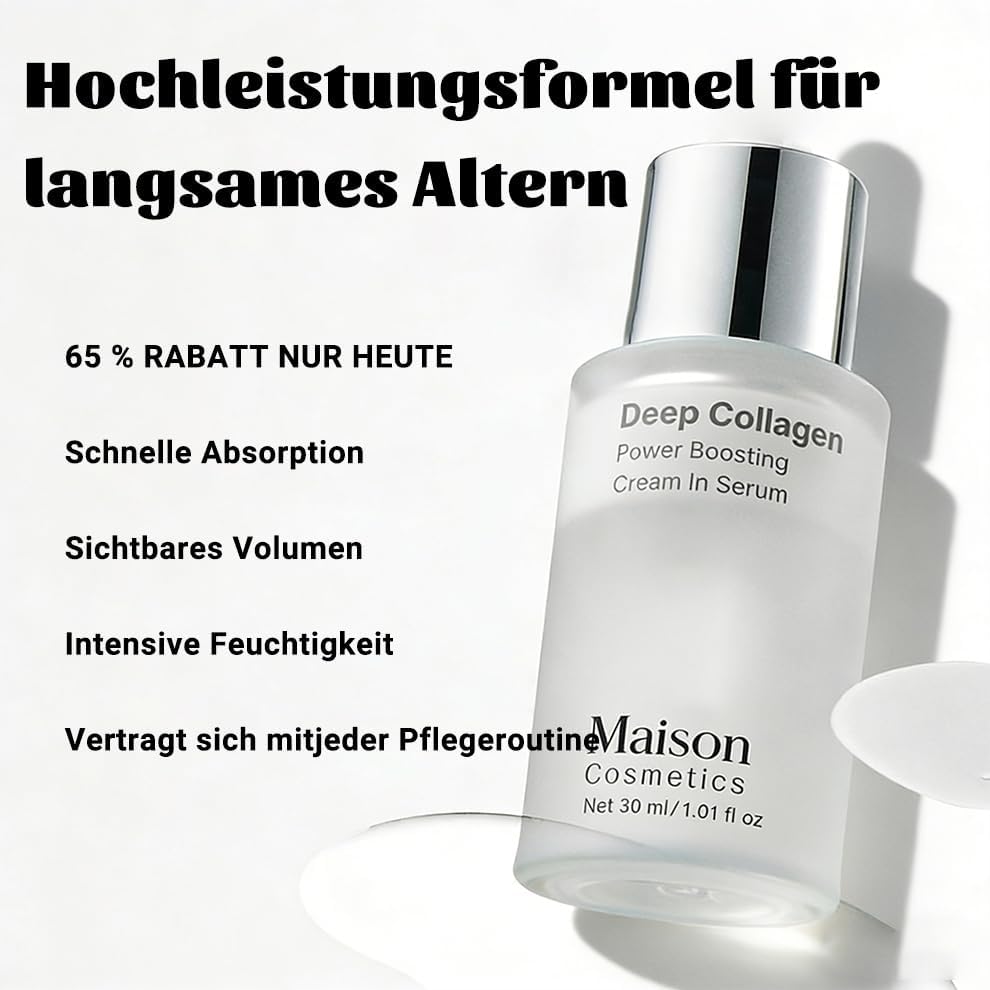 Maison Deep Collagen Serum Korea, 2026 Maison Cosmetics Kollagen Serum, Enthält Hyaluronsäure, Straffend und Feuchtigkeitsspendend, Vermindernde Falten, Alle Hauttypen Geeignet (30ml*1) - 5