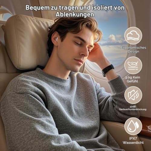 Bluetooth Kopfhörer In Ear, 48H Schlafkopfhörer Seitenschläfer Touchscreen – Ansicht 5