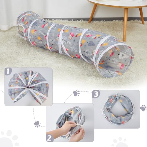 Image of Glittme Cat Tunnel, Cat Tunnels for Indoor Cats, S-Shape Peekaboo Cat Cave with Cat Toys, Foldable Cat Tubes and Tunnels for Cats, Rabbit, Puppy, Guinea Pig