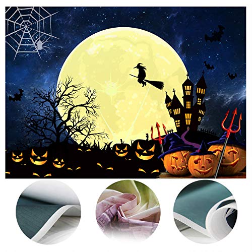 SJOLOON Halloween Backdrop Large Moon Horrible Pumpkin Photography Background Scary Party Decoration Banner Studio Props Photo Booth 11750(7x5FT)