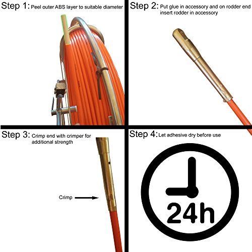 Electriduct 1/2" x 1000FT Duct Rodder 12MM Fiberglass Cable Pulling Rod Fish Tape Wire Puller with Cage and Wheels