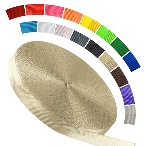Image of Polyester Webbing Strap 16+Colors - 1 inch&1.5 inch&1.9 inch - 16.5 25 33 55 Yards Heavy Duty Webbing Roll, Flat Webbing Strap for Indoor&Outdoor Gear, Climbing, DIY Crafting, Repairing