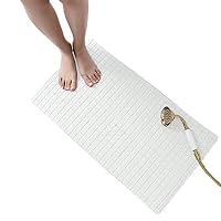 HOME ZEN HOUSEHOLD LINEN Tapis De Bain Art. Perle Baignoire De Douche PVC Caoutchouc Confort Résistant à L'eau Salle De Bain Ventouses Sûr Antidérapant Anti-moisissure Hygiénique 68 X 36 Cm Turquoise