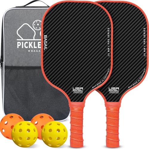 BAGAIL Juego de Paletas de Pickleball, Raquetas de Pickle Ball con 4 Pelotas de Pickleball, Ligeras,...