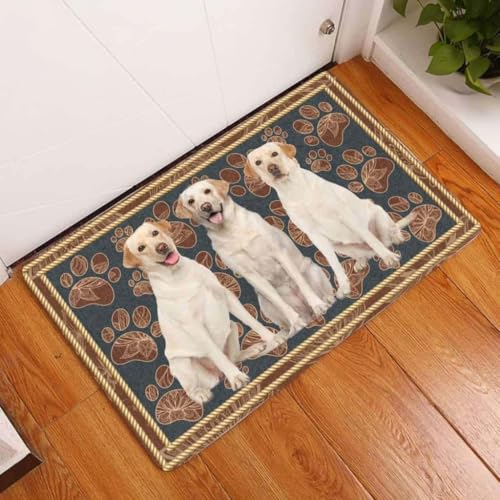 ���փ}�b�g ���u���h�[�����g���o�[�̉Ԃ̑��� 50×80cm doormat Labrador Retriever Flower Paw