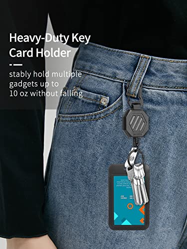 Delswin Sliding Id Badge Holder With Retractable Clip, Heavy Duty Retractable Keychain With Id Card Holder, 31.5" Retractable Cord (1 Badge Reel,2 Holders) #TOP1