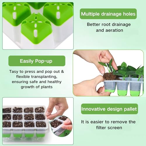 ZSYWODFO Seed Starter Tray,5-Pack Reusable Silicone Seed Starter Tray with 5 Base Trays,Foldable Design for Easy Transplanting,Indoor Gardening Supplies for Vegetables, Flowers & Herbs,60 Cells Total - Image 3