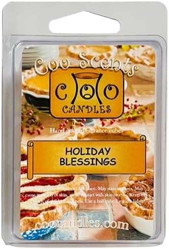 6 Pack Highly Scented Soy Blend Wickless Candle Wax Bar Melt Cubes - Frosty Pine, Spiced Cranberry, Cookies for Santa, Buttered Gingerbread, Holiday Blessings, and Christmas Spice