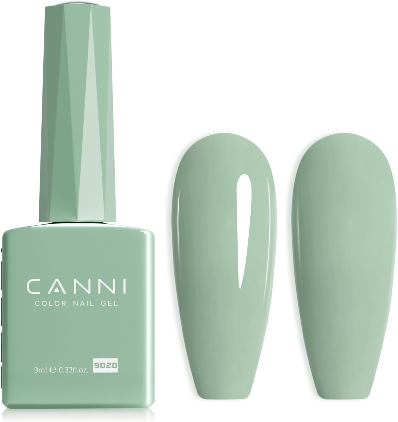 CANNI Light Green Gel Nail Polish, 1Pcs Sage Green Gel Polish Mint Color High Gloss Soak Off U V Nail Manicure Salon DIY