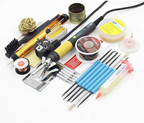 Soldering CXG DS110T electric soldering iron 220V 110W rework soldering station welding tools temperature adjust soldering iron 900M tips - (Power: 110V US, Color: 2 Package)