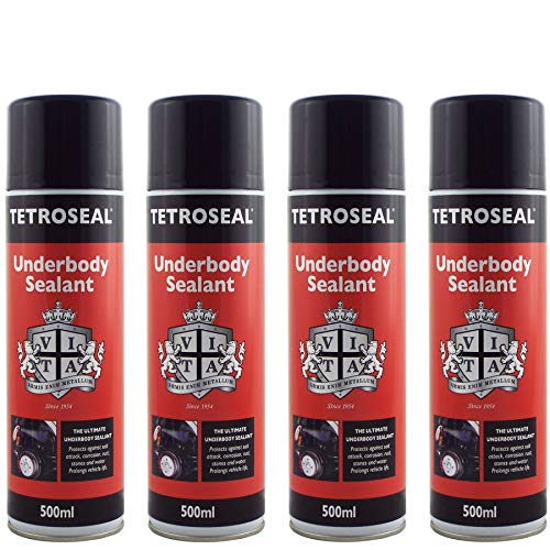 Tetroseal Aerosol Underbody Sealant x4 Car Underseal Spray 500ml Seal Protection Spray Simple black finish with a long lasting protective coating