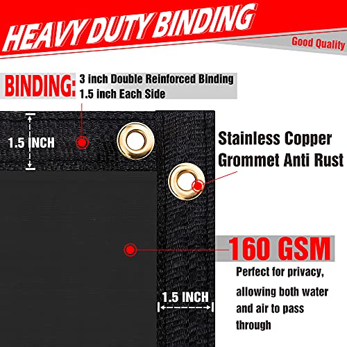 Kool Koi Shade 8' X 50' Black Fence Privacy Screen Cover Windscreen Heavy Duty Commercial Grade Strong Binding With Zip Tie - We Take Custom Orders #TOP2