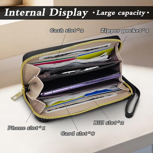 Womens Wallet, PU Leather Ladies Wallets Credit Card Holder for Women and Girls, Fashion Women's Wallets Long Wallet with Zipper for Travelling, Walking, Dating, Shopping (pink)4