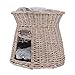 RM Design - Cestino per gatti a torre in rattan grigio con morbido cuscino